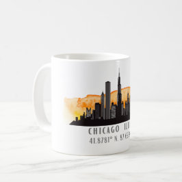 Chicago Skyline Latitude & Longitude Kaffeetasse