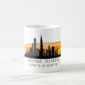 Chicago Skyline Latitude & Longitude Kaffeetasse (Mittel)