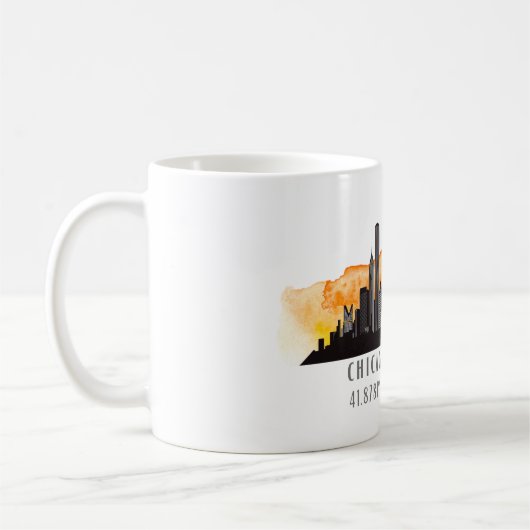 Chicago Skyline Latitude & Longitude Kaffeetasse (Links)