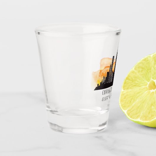 Chicago Skyline Latitude & Longitude Shot Glass Schnapsglas (Links)