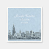 Chicago Skyline Light Blue BG Sweet 16 Serviette (Vorderseite)