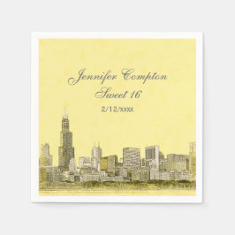 Chicago Skyline Light Yellow BG Sweet 16 Serviette