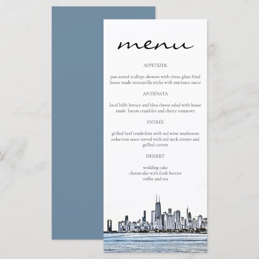 Chicago Skyline Menükarten (Vorne/Hinten)