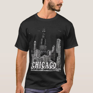 Chicago Skyline - Minimalistische Schwarz-Weiß-Sta T-Shirt