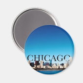 Chicago Skyline mit CHICAGO im Himmel Magnet (Vorderseite/Rückseite)