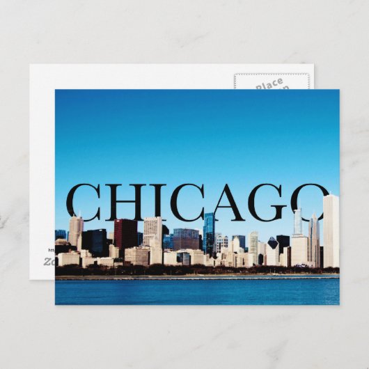 Chicago Skyline mit CHICAGO im Himmel Postkarte (Vorne/Hinten)