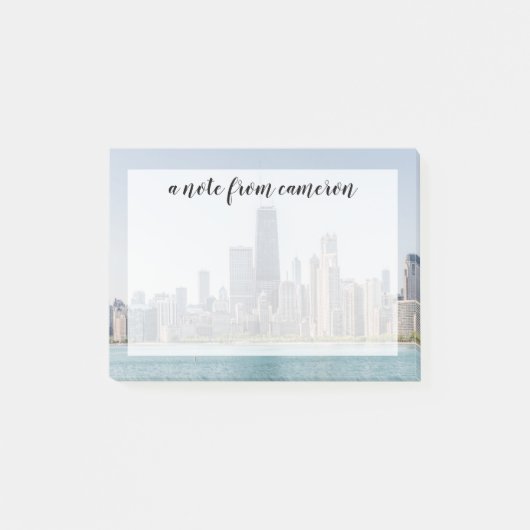 Chicago Skyline mit Lake Michigan Post-it Klebezettel (Vorderseite)