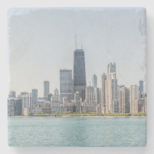 Chicago Skyline mit Lake Michigan Steinuntersetzer