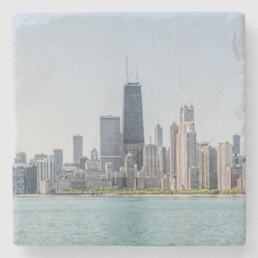 Chicago Skyline mit Lake Michigan Steinuntersetzer (Vorderseite)