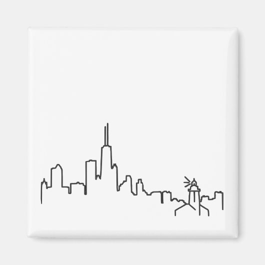 Chicago-Skyline mit Leuchtturm-kleinem Magneten - Magnet (Vorne)
