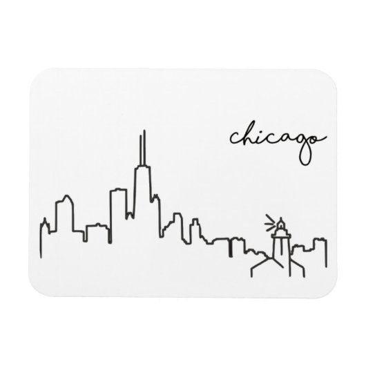 Chicago Skyline mit Lighthouse Magnet (Horizontal)