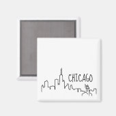 Chicago Skyline mit Lighthouse Small Magnet - 2x2 (Vorderseite/Rückseite)