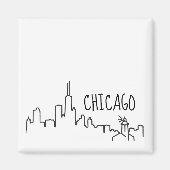 Chicago Skyline mit Lighthouse Small Magnet - 2x2 (Vorne)