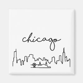 Chicago Skyline mit Navy Pier Small Magnet