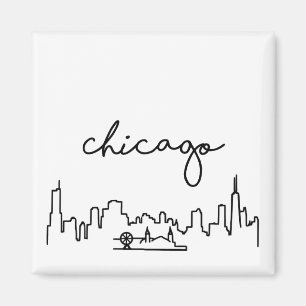 Chicago Skyline mit Navy Pier Small Magnet