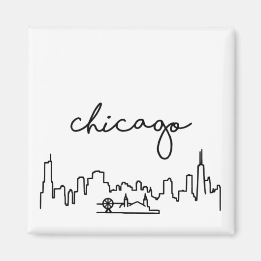 Chicago Skyline mit Navy Pier Small Magnet (Vorne)