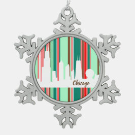 Chicago Skyline Moderne Weihnachtsschmuck Schneeflocken Zinn-Ornament