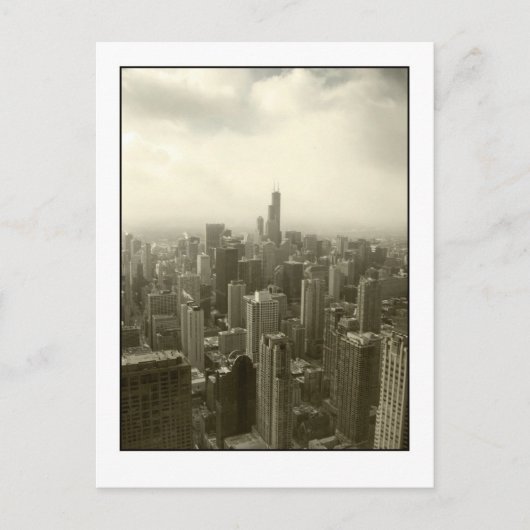 Chicago-Skyline mono Postkarte (Vorderseite)