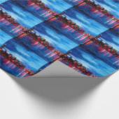Chicago-Skyline nachts Geschenkpapier (Ecke)