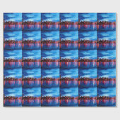 Chicago-Skyline nachts Geschenkpapier (Flach)