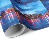Chicago-Skyline nachts Geschenkpapier (Rolleneckpunkt)