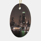 Chicago-Skyline nachts Keramik Ornament (Links)