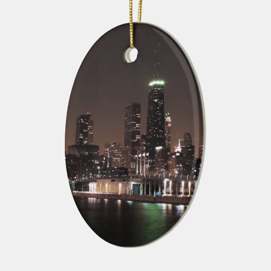 Chicago-Skyline nachts Keramik Ornament (Links)