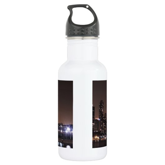 Chicago-Skyline nachts Trinkflasche (Rückseite)