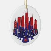 Chicago-Skyline newwave Patriot Keramik Ornament (Rechts)