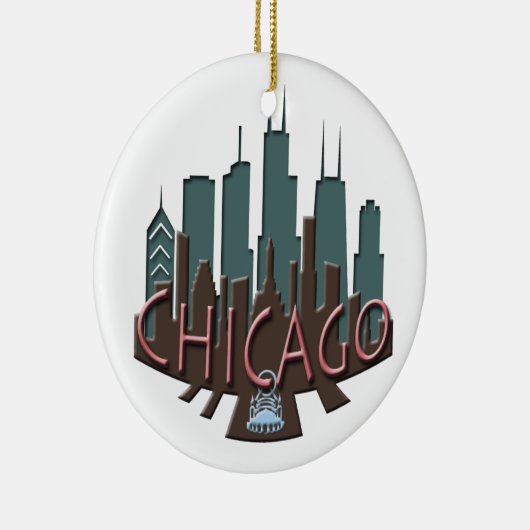 Chicago-Skyline newwave Schokolade Keramikornament (Rechts)