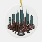 Chicago-Skyline newwave Schokolade Keramikornament (Vorne)