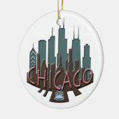 Chicago-Skyline newwave Schokolade Keramikornament (Links)