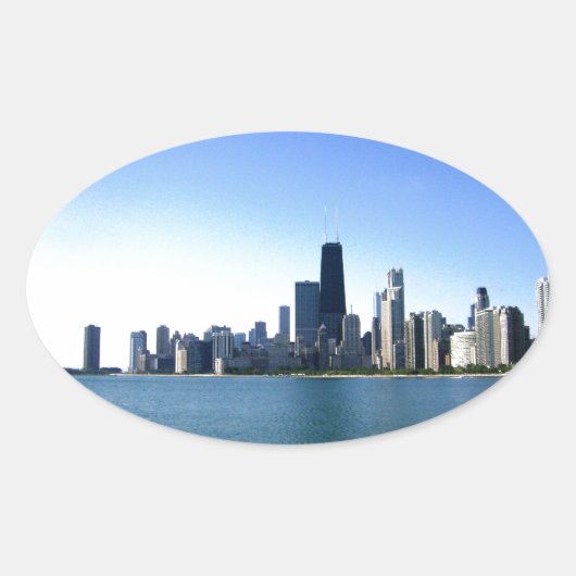 Chicago Skyline Ovaler Aufkleber (Vorderseite)