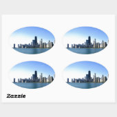 Chicago Skyline Ovaler Aufkleber (Blatt)