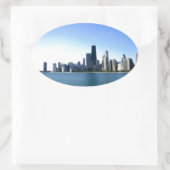 Chicago Skyline Ovaler Aufkleber (Tasche)