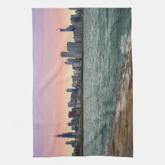 Chicago Skyline Painterly Geschirrtuch (Vertikal)