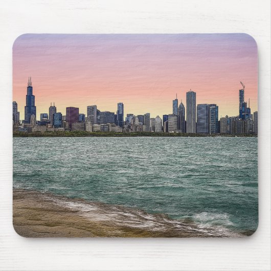 Chicago Skyline Painterly Mousepad (Vorne)