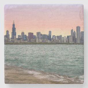 Chicago Skyline Painterly Steinuntersetzer