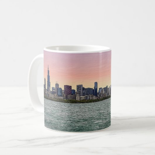Chicago Skyline Painterly Tasse (Vorderseite Links)