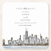 Chicago Skyline Paper Untersetzer Save the Date (Vorderseite)