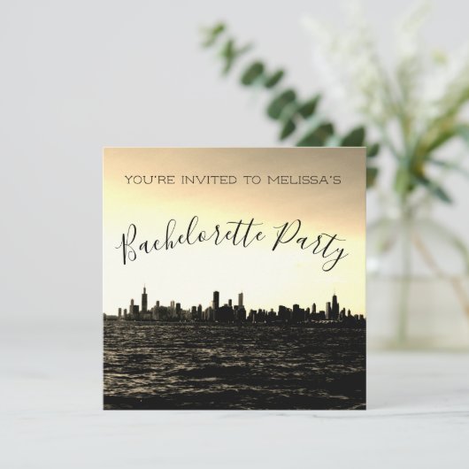 Chicago Skyline Party Einladung (Stehend Vorderseite)