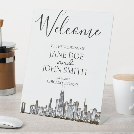 Chicago Skyline Pedastal Sign Sockelschild (In Situ)