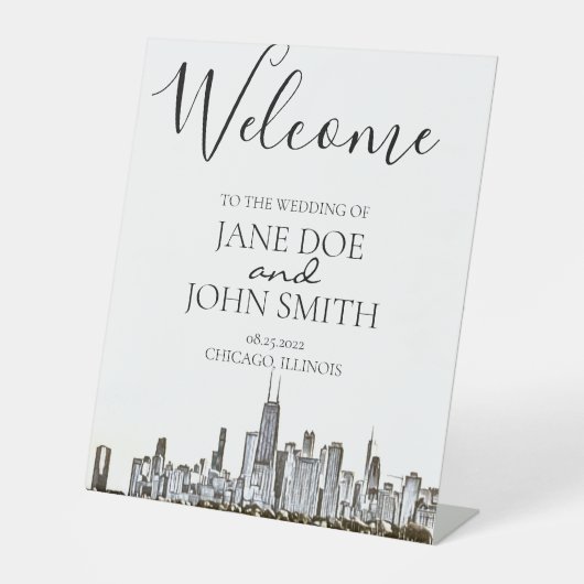 Chicago Skyline Pedastal Sign Sockelschild (Vorderseite)