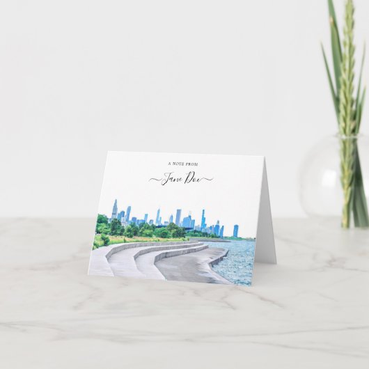 Chicago Skyline Personalisierte Note Card Dankeskarte (Vorderseite)