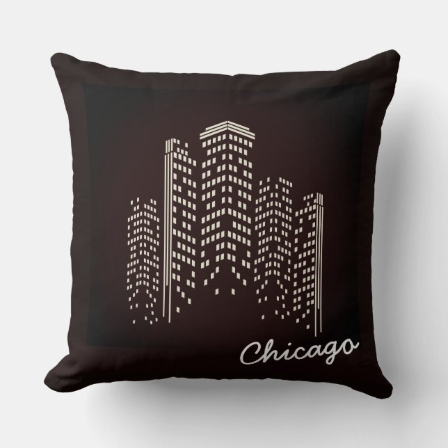 Chicago Skyline Polyester Pillow Kissen (Vorderseite)