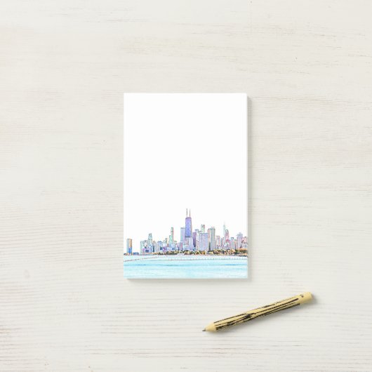 Chicago Skyline Post-it Klebezettel (Auf Schreibtisch)