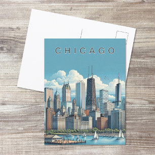 Chicago Skyline Postcard Postkarte