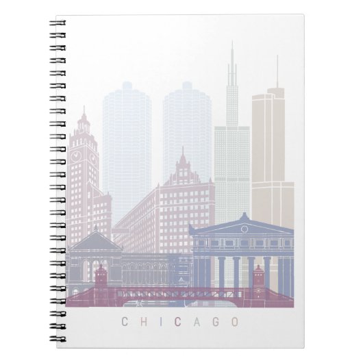 CHICAGO SKYLINE POSTER PASTEL NOTIZBLOCK (Vorderseite)