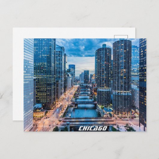 Chicago Skyline Postkarte (Vorne/Hinten)