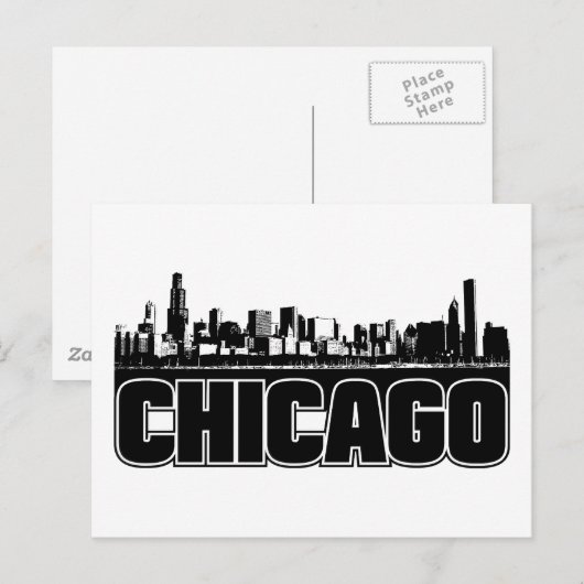 Chicago Skyline Postkarte (Vorne/Hinten)